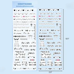 Emoticons Sticker Sheet - Decorative Vinyl with Heart & M&M Designs, 2.5" x 6.5" Kawaii Emojis for Pet Decor, Express Yourself Fun & Durability
