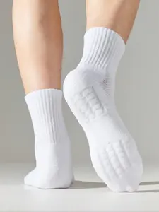 10 Pairs Men's Simple Socks, Thickened Towel Fabric, Breathable Sports Crew Socks, Athletic Sock, Unisex, Fall Socks, Basketball Socks, Running Socks