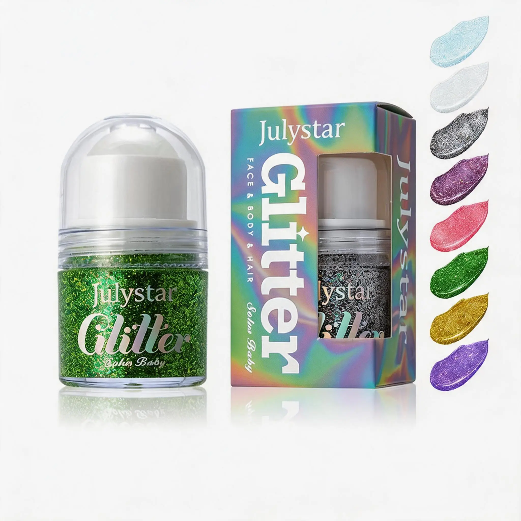 Roll-on Holographic Body Glitter Gel for Face Hair,body shimmer& face glitter for women,Chameleon Color Changing Glitter Gel Under Light, Festival Party Rave Accessories Shimmer Makeup