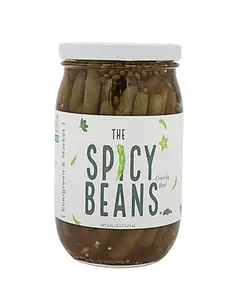 The Spicy Beans - Pickled Green Beans With Garlic Chili For Snacks, Cocktails & BBQ - 16 Oz