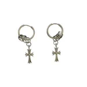 Cross Dangle Drop Earrings for Men Women