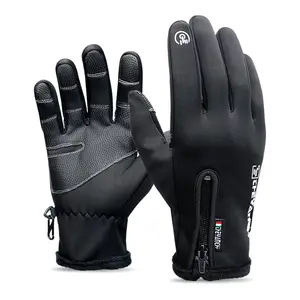 Men Women Winter Gloves Thick Fleece Lined Touchscreen Windproof Waterproof Zipper Sports Cycling Outdoor Motorcycle Gloves