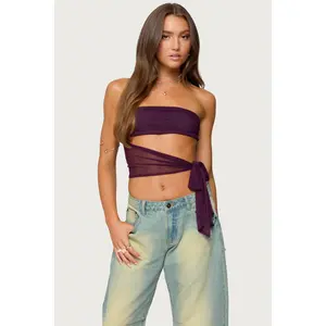 Amaro Strapless Side Tie Cut Out Top
