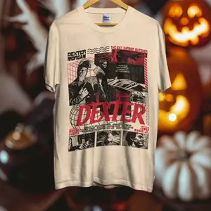 Retro Dexter Morgan Printed T-Shirt, Funny Crime Thriller Halloween Graphic Tee, Vintage Movie Comedy TV Show Fan Shirt, Retro Costume Party Top, Halloween Xmas Clothing, Gift for Men, Gift for Women