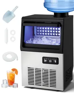90LBS/24H Commercial Under Counter Ice Maker, Stainless Steel Ice Machine with 22LBS Storage Bin, Dual Water Inlet, Self-Cleaning & Timer, Freestanding for Home Bar Restaurant
