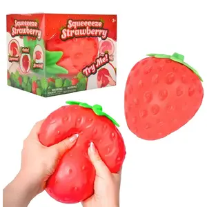 Strawberry - ExtraLarge 5" Squishy Stress Ball for Adults & Kids3+ - Fruity Fidget Toy for Stress Relief &Sensory Play - Safe & Durable Non-ToxicMaterial