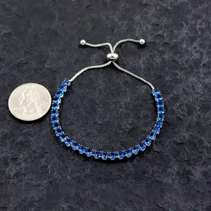 Fashion Adjustable Slider Bolo Clasp Tennis Bracelet for Women Hypoallergenic Purple Pink Blue Green Cubic Zirconia Bracelets Gift Y4043