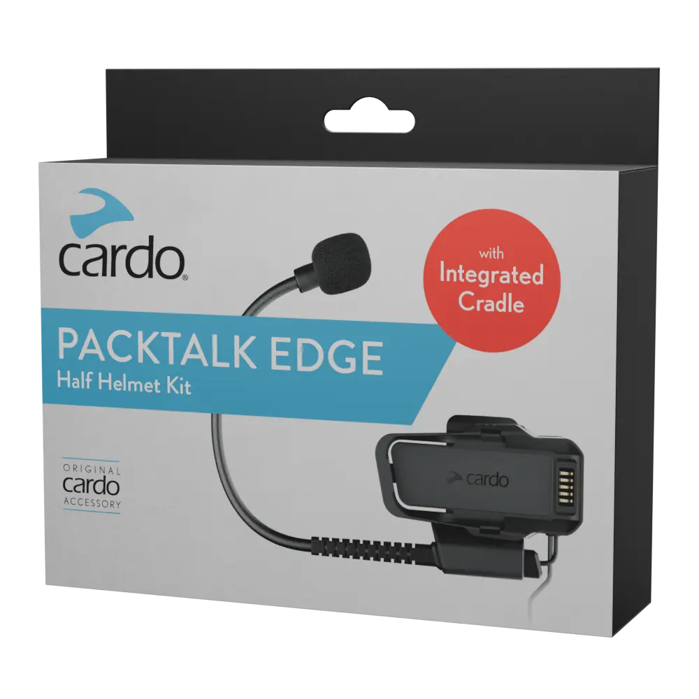 Packtalk Pro/Edge Half Helmet All-in-1 Moto Accessories Kit for Riders, Motorcycle Riding Gear with Bluetooth Audio, Pre-Installed Mic, Short Cable for Open-Faced/Half-Shell Helmets, Easy-to-Use Accessory