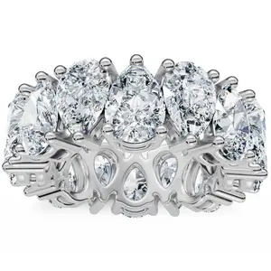 5.10Ct Pear Shape Diamond Eternity Womens Ring 14k Gold Lab Grown Stackable Band