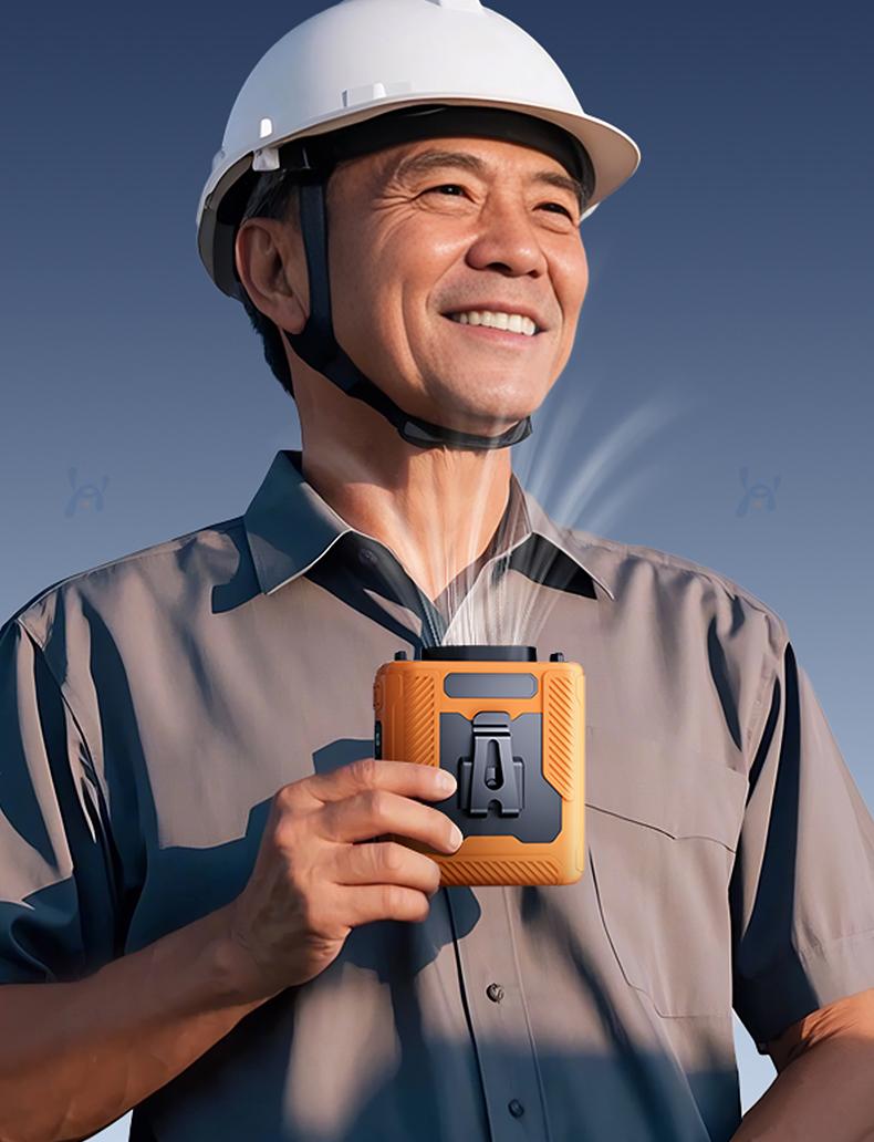 HOOYS Personal Waist Portable Rechargeable Fan, 6000mAh Battery Power bank, 5 Speeds 5300RPM Airflow, LED Light, Wearable Belt Fan for Outdoor, Jobsite, Farms, Traveling, Fishing