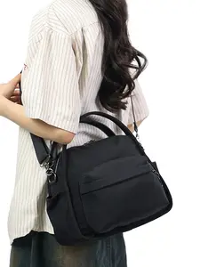 1pc  Ladies' crossbody bag, solid color handbag, zipper closure, fashionable, versatile, casual and simple, suitable for students' campus travel, work commuting, shopping, ladies' Lightweight crossbody bag