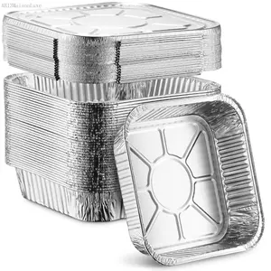 8" Disposable Aluminum Foil Square Baking Pans |   8 x 8 Cake Pan Tin for Broiling, Toaster Oven, Meal Prep, Roasting, Take Out |   20 Pack (8" X 8" With Lids)AB13MaisonLuxe