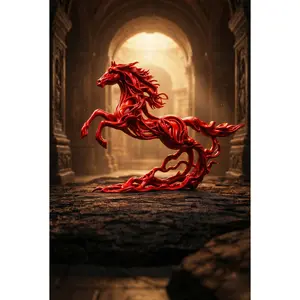 Year of the horse figure Silk Red