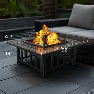 Ciays Fire Pit 3-in-1 Multipurpose Outdoor Fire Pit Table with Spark Screen, 22-inch Fire Poker, Rain Cover for Camping, Backyard, Patio#TikTokShopBlackFriday