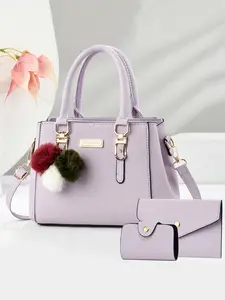New Elegant Women's Combo Bag Set, Classic Handbag, Fashionable Crossbody Bag, Faux Fur Charm, Three-Piece Female Bag Collection