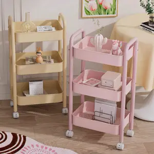 Compact Stylish Multi-Layer Metal Storage Organiser Cart with 4 Wheels, Mobile and Versatile for Home, Office, Kitchen and Dorm Use, Perfect Gift for Housewarming and Special Occasions