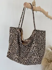 Fashion Leopard Pattern Tote Bag, Casual Large Capacity Shoulder Bag, Stylish All-match Shoulder Tote Bag for Women