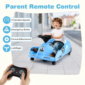 COSTWAY - 12V Electric Cleaning Go Kart with Detachable Mop and Remote Control-Blue