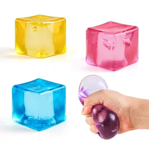 4 Pack Stress Cube Sensory Fidget Toys for Anxiety Stress Relief, Slow Rising Fidget Cube Squeeze Toys, Squishy Cube Filled with Thick Substance, Ice Cube Stress Balls for Adults Kids