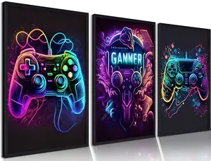 Riveda Gaming Wall Art Posters Set of 3, 12"x16" Unframed, Cool Game Controller Prints for Boys Room Decor & Home Decoration