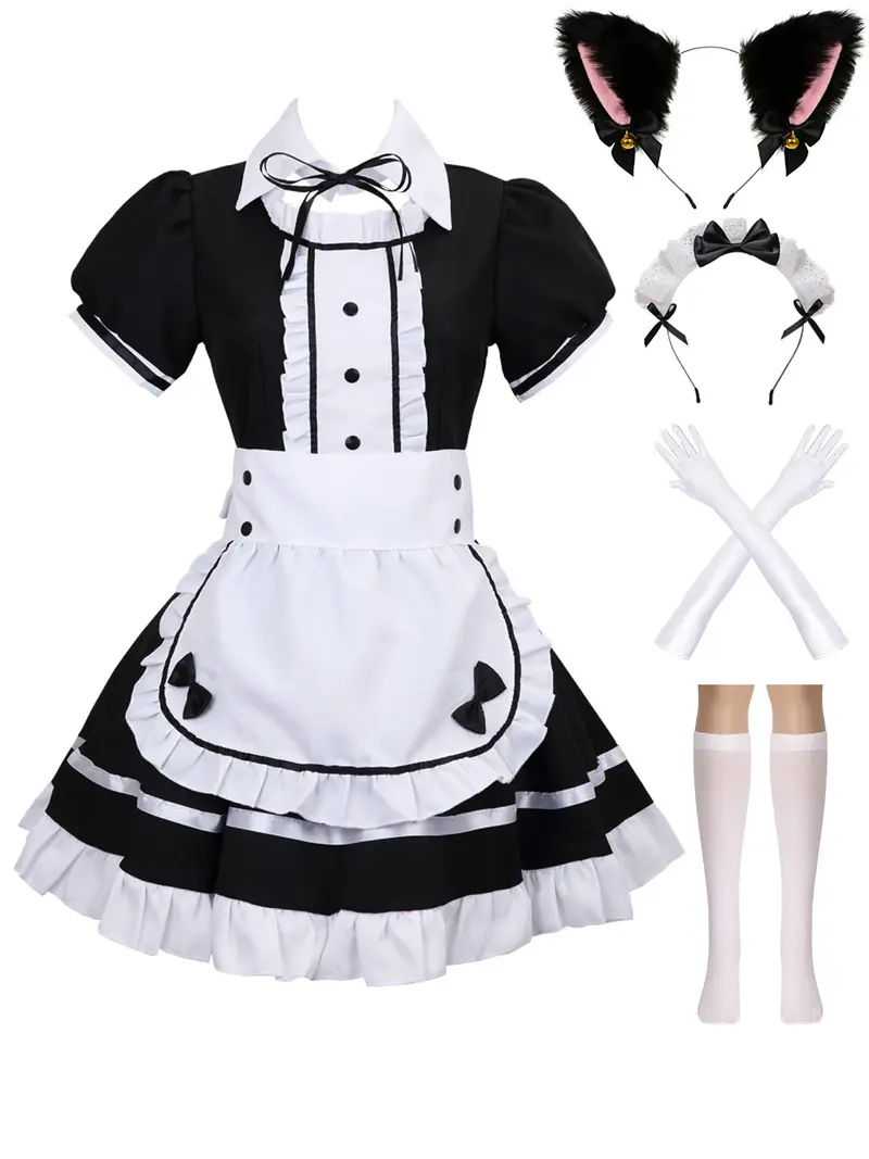 Women's Cosplay French Apron Maid Fancy Dress Costume