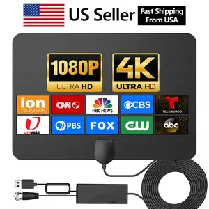 TV Antenna for Smart TV Indoor 2500+ Miles Range, TV Antenna for Local Channels,Support 4K 1080p with Signal Booster, 10FT Coax HDTV Cable