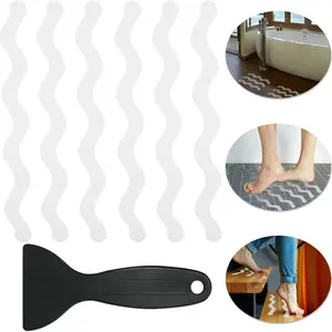 Bathroom Tub Anti-Slip Stickers 24 Pack Safety Tub Strip Decals with Premium Scraper for Tub Shower Stair Ladder Boat