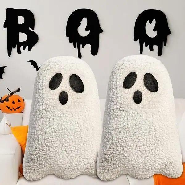Ghost Pillow,Ghost Decor,Halloween Pillows Set of 2 White Cute Ghost Indoor Decorative Throw Pillow Ghost Plush Pillows for Halloween Decorative Home Sofa Bed Ghost Decor Cushion(11.8 Inch)