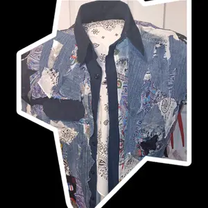 Patch Work Denim Shirt Menswear Tops Underwear Patchwork Classic Jeans