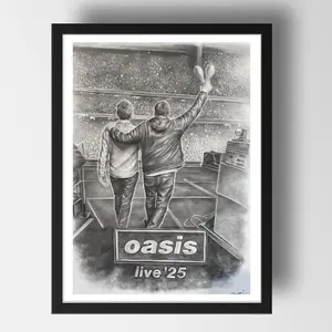 Oasis live reunion print limited edition poster, Oasis Memorabilia Wall Art, Music Art Print, Fan Gift, Britpop Home Room Decor
