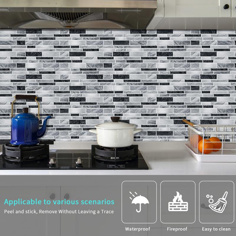 48pcs Marble Pattern Wall Sticker, Self AdhesivePeel & Stick Wall Decal, Waterproof & Oil-proof WallSticker For Kitchen Bathroom Home Office Decor