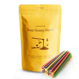 Sun Bay Foods Delicious 50-Pack Sour Flavored Honey Sticks Assortment - Natural Sweetness - Variety Pack with Popular Flavors - 7 Flavors