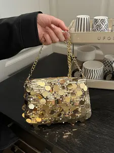Women's Fashion Light Luxury Versatile Solid Color Shoulder Bag, Portable Rhinestone Chain Crossbody Evening Bag for Dates, Shopping, Gifts, Parties, Crossbody Purse, Chain Crossbody Bags