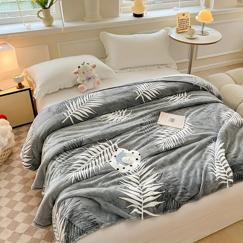 Ultra-Soft 100% Polyester Coral Fleece Blanket - Contemporary Look, Indoor Use for Bed, Sofa - All-Season Home Birthday Gift, 100% Polyester Fiber/Polyester