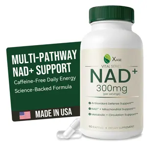 XAGE Vital Series Daily NAD+ Vitality Formula Capsules - Organic, Plant-Based, Unflavored, Caffeine-Free, Third-Party Tested, 60-Count Capsules for Boosted Cellular Energy & Antioxidant Support