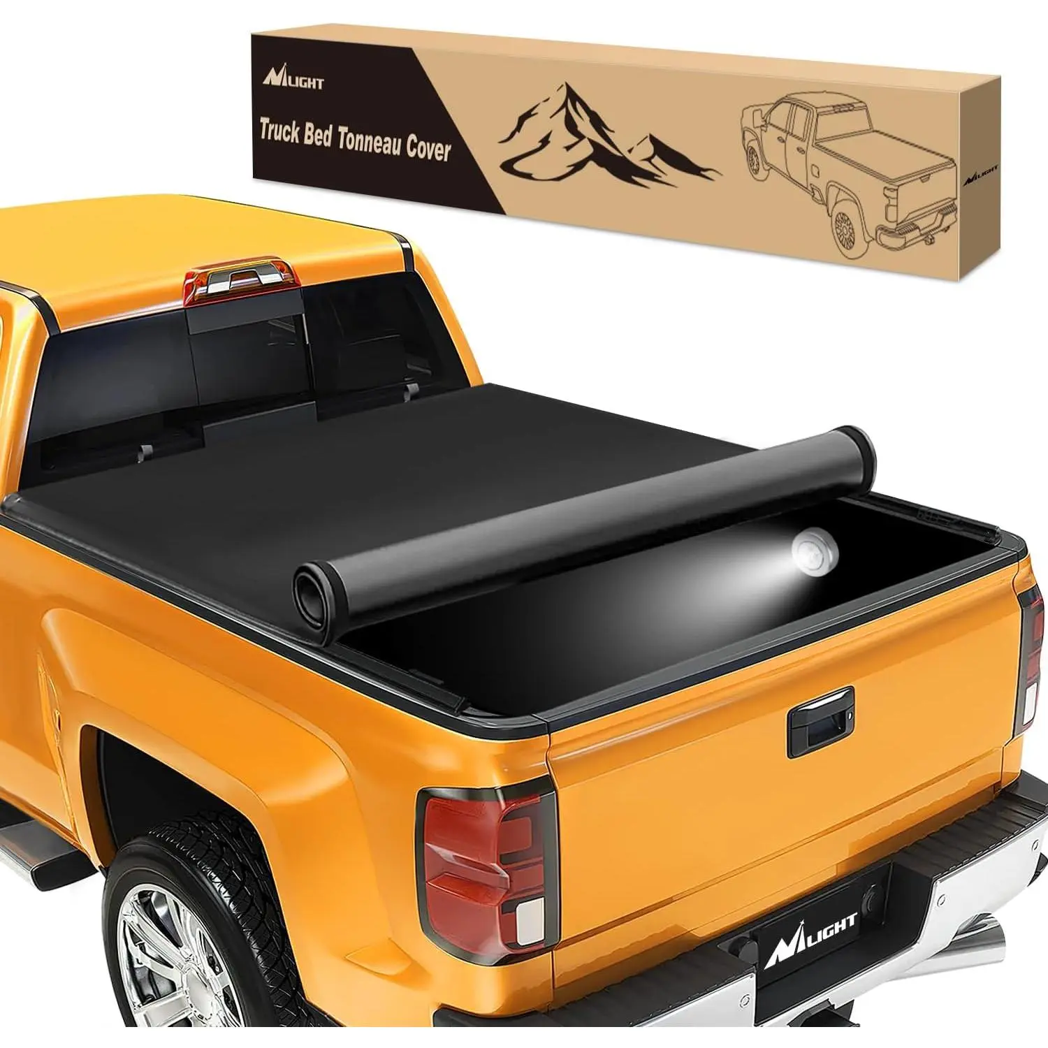 Nilight Soft Roll Up Pickup Truck Bed Cover, Car Exterior Accessory Protector Compatible with Chevy Silverado 1500/GMC Sierra 1500 (2014-2018) 6.6ft Truck Bed Covers, Pickup Truck Cover