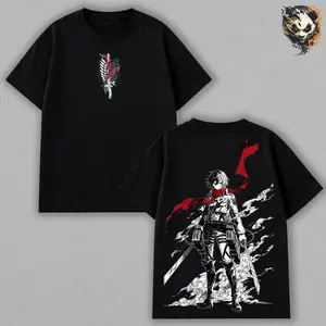 Mikasa Ackerman Comfortable Tee – Attack on Titan Anime Manga T-Shirt, Elite Scout Regiment Warrior Ackerman Bloodline Soft Cotton Relaxed Fit Minimal Scarf Graphic, Strong Silent Fighter Aesthetic Unisex Casual Streetwear Gift