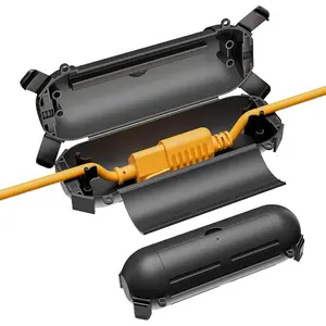 2 Pack Outdoor Extension Cord Cover Waterproof - Weatherproof Electrical Connection Box for Outdoor Outlet, Plug, Socket, Christmas Holiday Decoration, Power Tool, Black