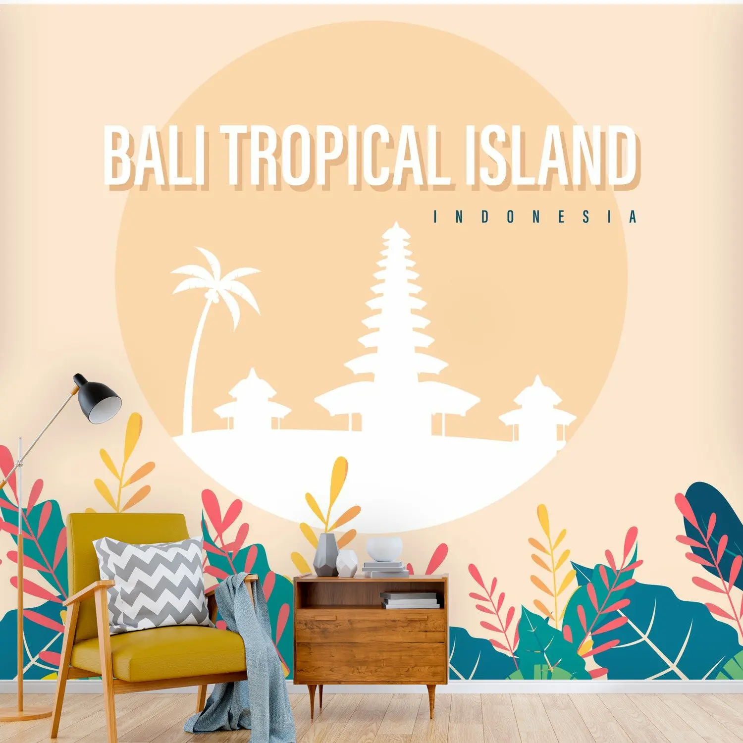 Tropical Paradise: Bali Vector Peel and Stick Travel Wallpaper - Exotic Island Vibes for Your Home Decor