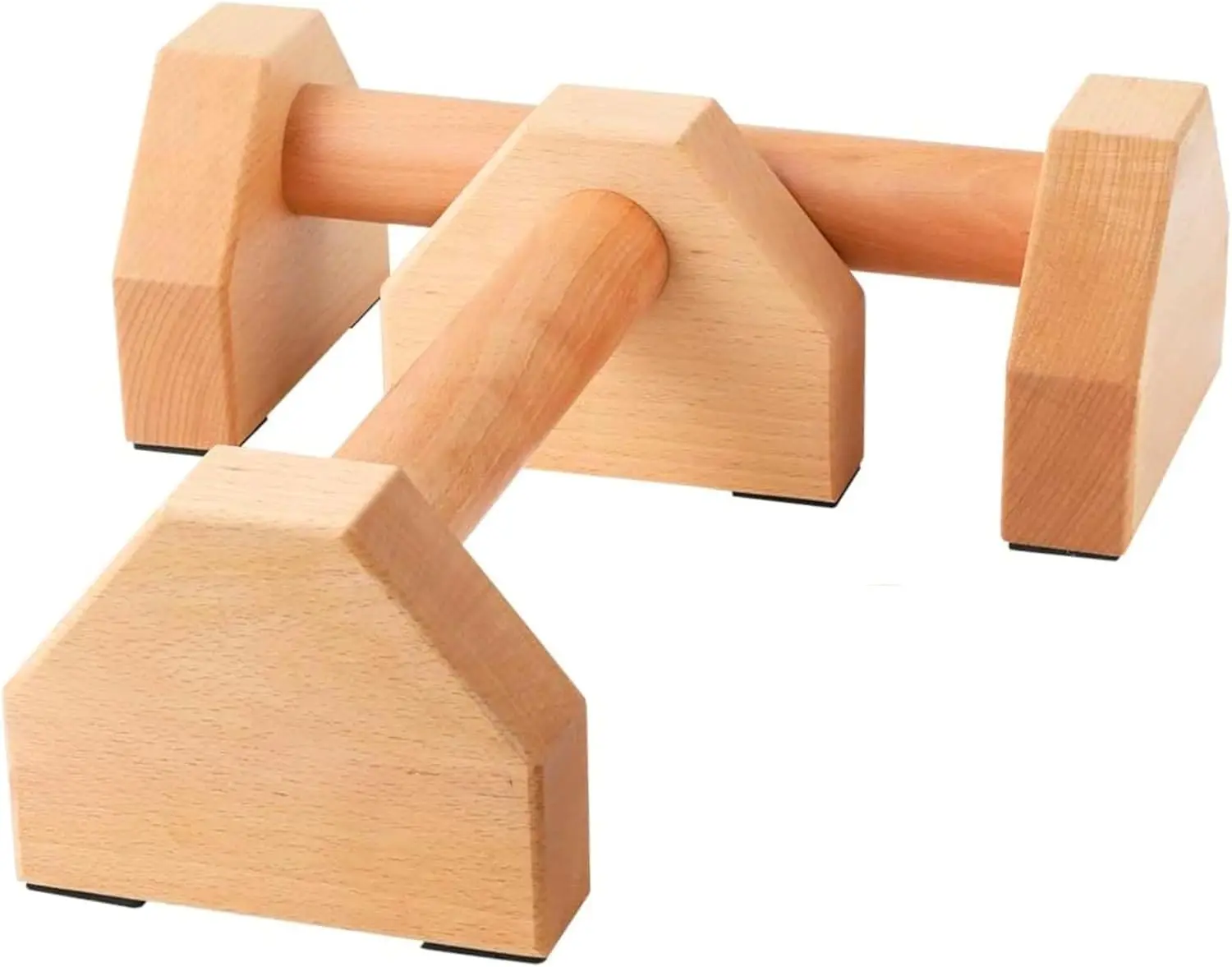 Premium Push Up Bars & Wooden Parallettes, Non-Slip Beech Wood Calisthenics Bars for Wrist Support, Push Up Stands for Home/Gym Dips & L-Sits, Pack of 2