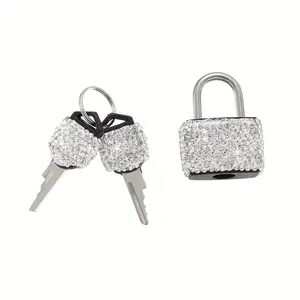 Sparkling Crystal Keyed Padlock, Metal Mini Lock with 2 Keys, No Assembly Required, Ideal for Luggage, Gym Lockers, Suitcases & Storage Cabinets