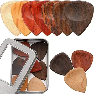 10 count Exotic  Guitar Picks, 1 Guitar Picks Box Wooden Guitar Plectrums in  Red Sandalwood Chacate Preto Olive  Rosewood Maple Ebony Golden Sandalwood for Archtop Guitar