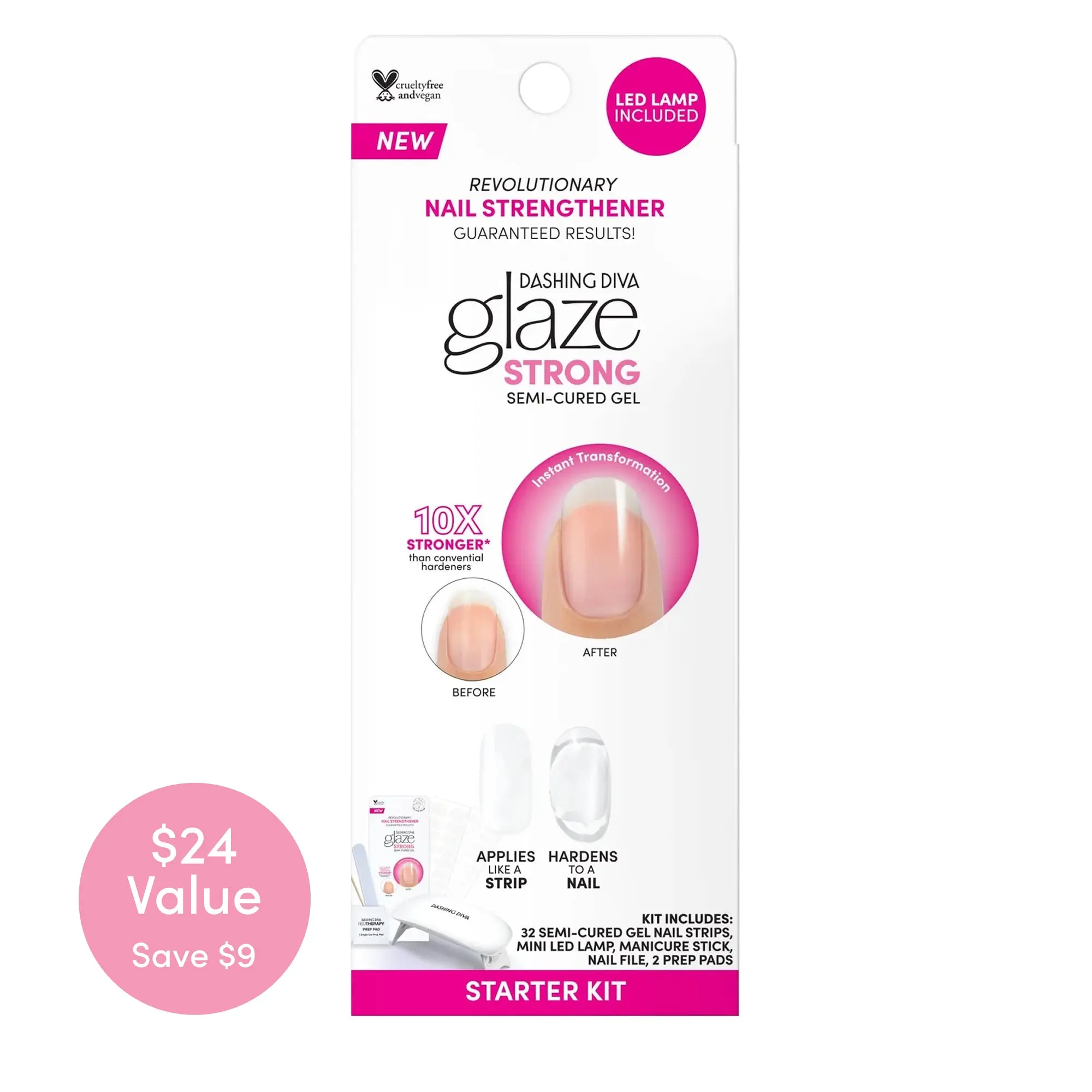 DASHING DIVA Clear Semi-Cured Gel Nail Strips Starter Kit - Clear