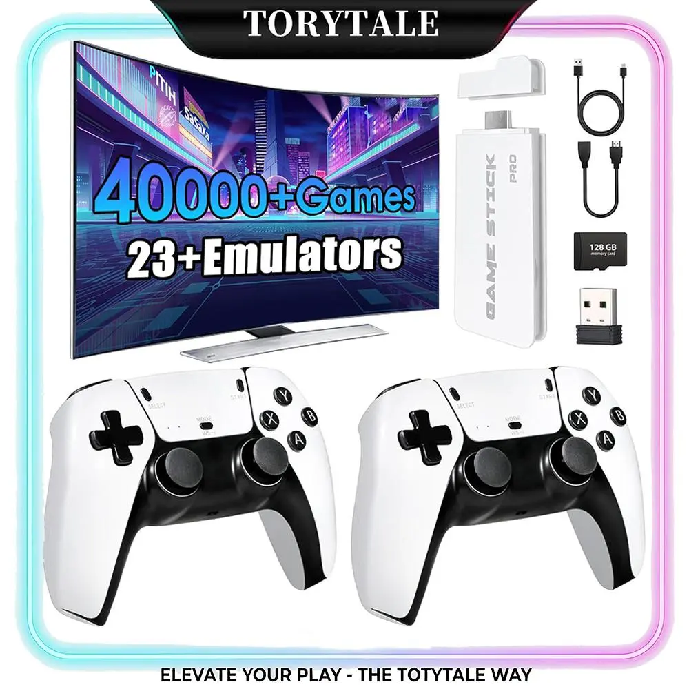 2026 Mass Games Themed Retro Portable Home Console - 40000+ Built-in Titles, 23 Emulators, 2 Wireless Controllers, 128GB SD Card, Button Design, HDMI Port, HDMI Cable, SEO Stick Compatible - for Kids & Adults - Tech Gadgets, Christmas, Gifts For Boyfriend