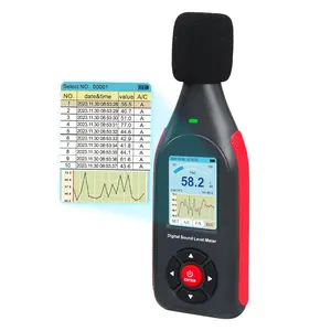 Meter Data Logger Sound Meter with 43,000 Data Record & Export Noise Meter with A/C Frequency DC Output 3-Color Alarm Real Time Measurement