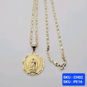 Virgin Mary pendant 24 Inches 4 Millimeters Laminated Gold Jewerly Necklace