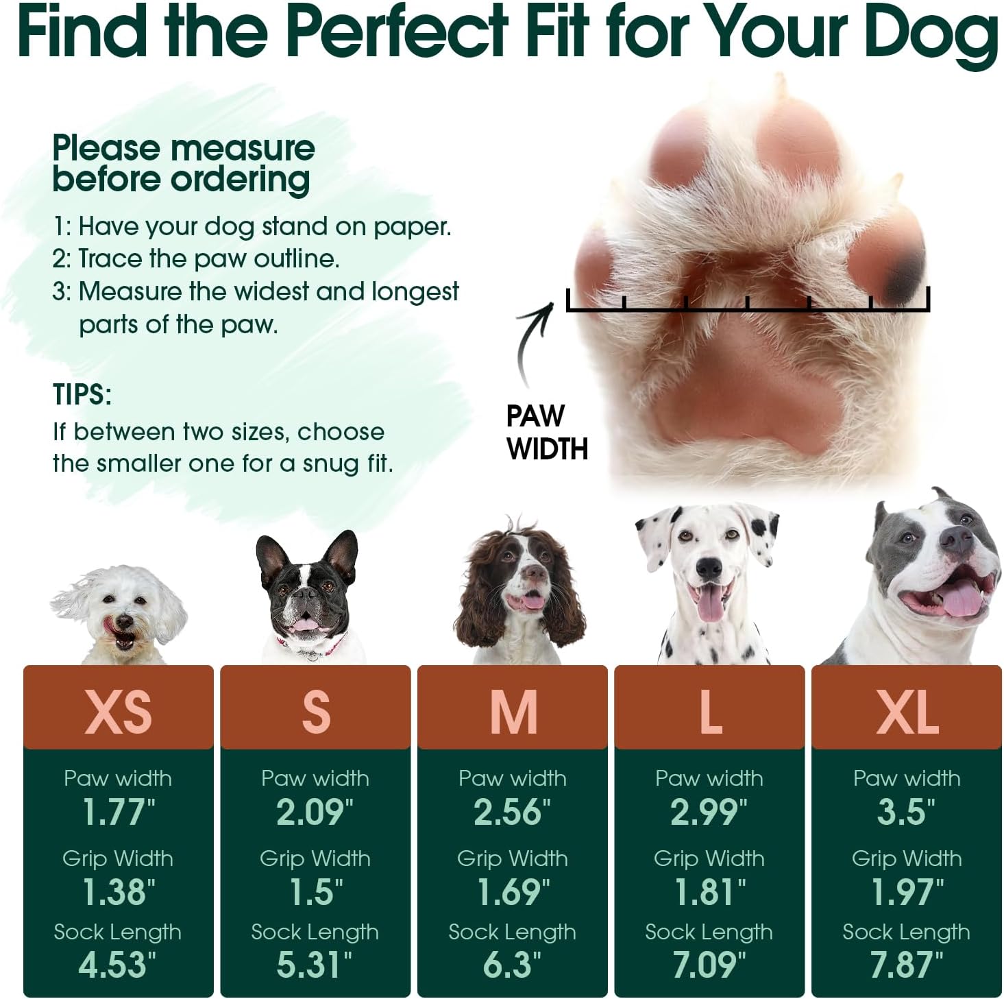 Kuoser Non Slip Dog Socks for Hardwood Floors,4Pack Anti-Slip Dog Grippy Socks to Prevent Licking Paws,Dogs Booties Paw Protectors with Double-Sided Traction for Small Medium Large Senior Dogs