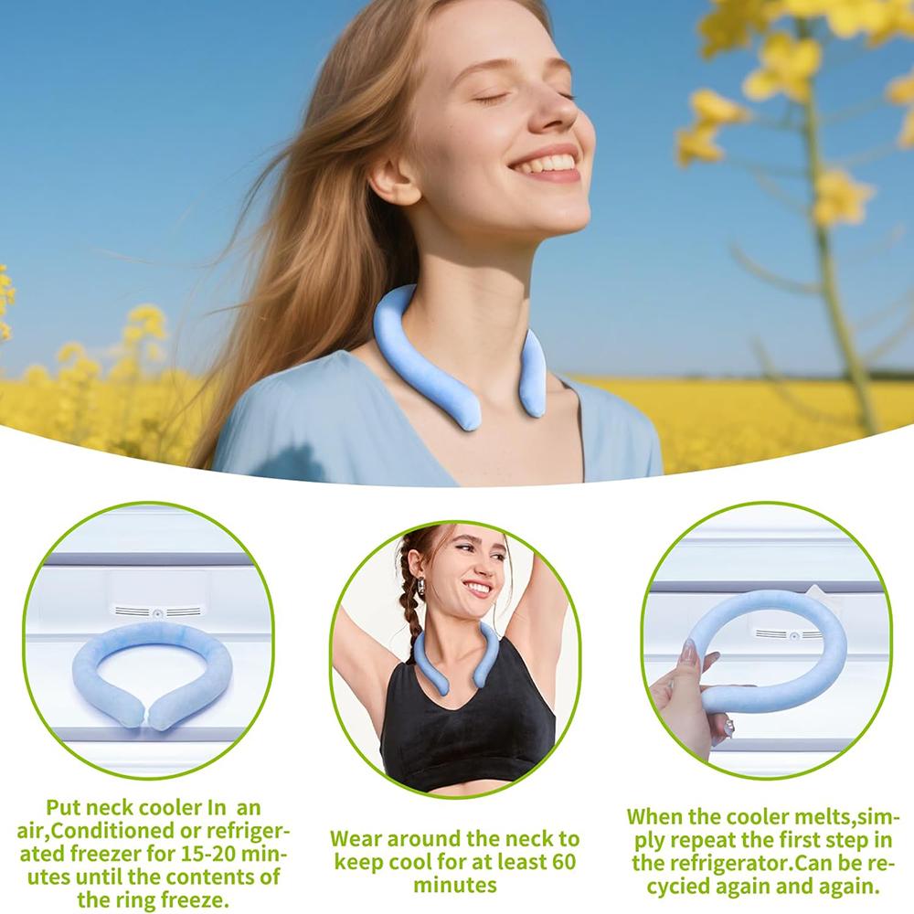 2026 New Neck Cooling Tube, Reusable Natural Crystallization Cooling Ring (Below 28°C Solidification), Wearable Hands-Free Ice Collar Cooler for Hot Weather Relief, Portable Cooling Essential for Men & Women, Summer Gifts