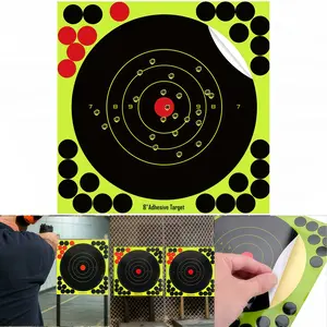 50 Pack 8 Inch Bullseye Shooting Target Stickers, Self Adhesive Plain Target Paper, High Visibility Reactive Targets for Indoor Outdoor Shooting Range Practice