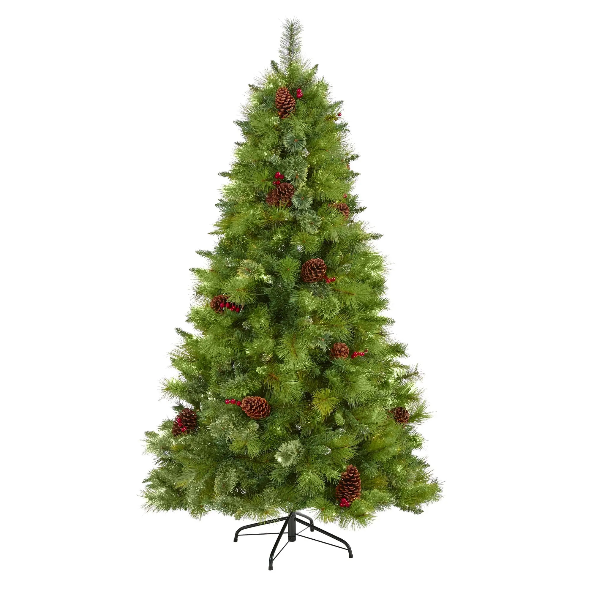 6' Tall Traditional Faux Montana Mixed Pine Christmas Artificial Tree with 814 Bendable Branches, Pine Cones, Berries, Holly Lifelike Ornaments for Indoors Home Decor